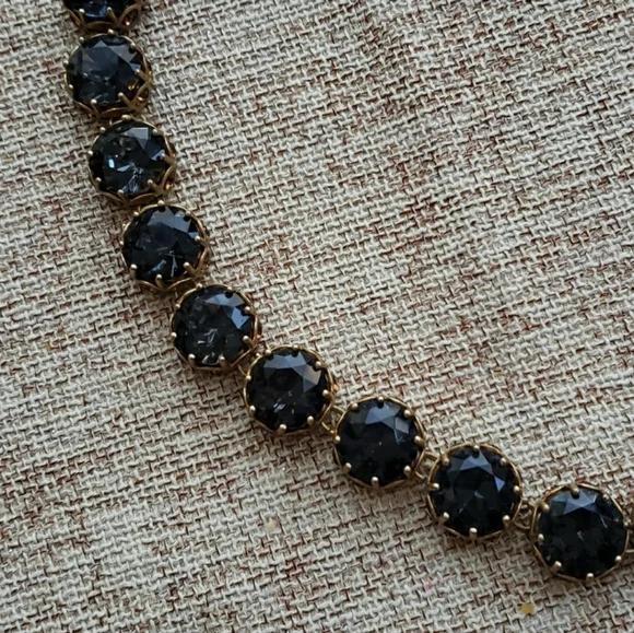 J.Crew Charcoal Grey Large Crystal Crown Setting Necklace - Picture 3 of 7